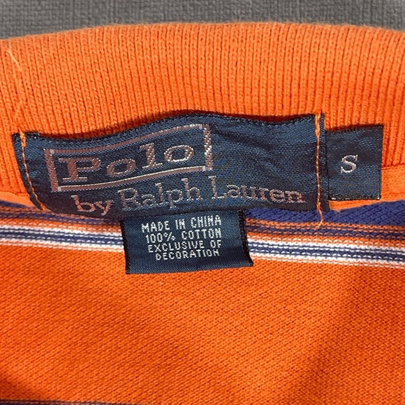 Polo Ralph Lauren‎ Mens Small Orange Green Blue Yellow Striped Polo Shirt - Picture 3 of 6